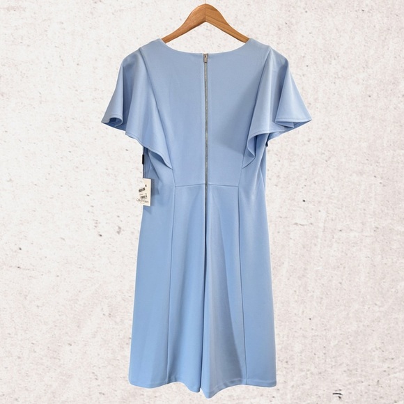 Calvin Klein Blue Flutter Sleeve Midi Dress - Picture 2 of 5